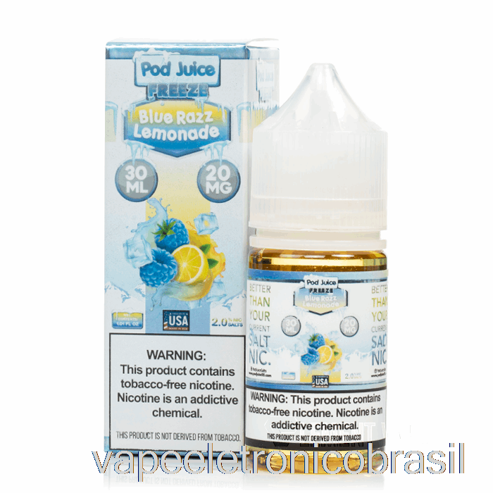 Vape Recarregável Congelar Blue Razz Limonada - Suco De Vagem - 30ml 20mg